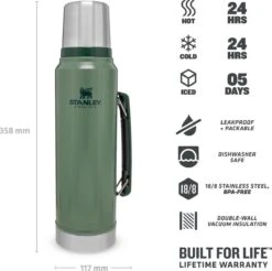 Stanley The Legendary Classic Bottle 1,00L - Thermosfles - Hammertone Green -Merkloos Winkel 1200x1196 1
