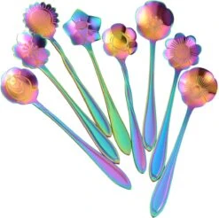 Fako Bijoux® - Bloemen Lepels Set - Theelepel / Koffielepel - 12cm - Regenboog - 8 Stuks -Merkloos Winkel 1200x1196 7