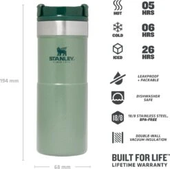 Stanley The NeverLeak™ Travel Mug 0,35L NEW - Thermosfles - Hammertone Green -Merkloos Winkel 1200x1197 2