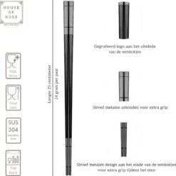 House Of Husk Chopsticks Set - Koreaanse Eetstokjes - Vaatwasserbestendig - RVS - 5 Paar - Lux Zwart -Merkloos Winkel 1200x1198 22