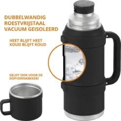 MacGyver RVS Thermoskan 1.5 Ltr – RVS Thermosbeker 0,55 Ltr - Langdurig Warm/koud - Zwart -Merkloos Winkel 1200x1198 3
