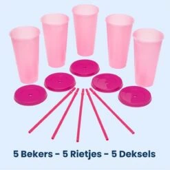 Herbruikbare Bekers Met Rietje En Deksel Van Plastic – Starbucks Design – Drinkbekers Met Rietje – Kleur Veranderende Beker – 5 Pack -Merkloos Winkel 1200x1198 50