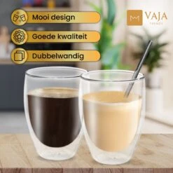 Vaja® Koffieglazen Set – Theeglazen Met Lepel – 350 Ml- Dubbelwandig - Cappuccino Glazen – Latte Macchiato Glazen - Theeglas 6 Stuks -Merkloos Winkel 1200x1200 1022