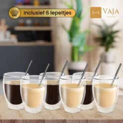 Vaja® Koffieglazen Set – Theeglazen Met Lepel – 350 Ml- Dubbelwandig - Cappuccino Glazen – Latte Macchiato Glazen - Theeglas 6 Stuks -Merkloos Winkel 1200x1200 1028
