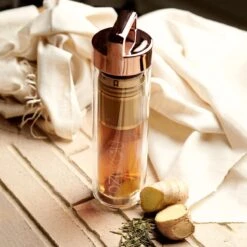 Dzukou - Theeglas Met Filter - Waterfles Met Fruit Filter - Thermosfles Met Rosé Gouden Dop - 425 Ml Dubbelwandig Glazen Waterfles - Theefles - Duurzame En Milieuvriendelijke Theebeker Voor Onderweg – Luchtdicht En Lekvrij -Merkloos Winkel 1200x1200 1047
