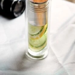 Dzukou - Theeglas Met Filter - Waterfles Met Fruit Filter - Thermosfles Met Rosé Gouden Dop - 425 Ml Dubbelwandig Glazen Waterfles - Theefles - Duurzame En Milieuvriendelijke Theebeker Voor Onderweg – Luchtdicht En Lekvrij -Merkloos Winkel 1200x1200 1049