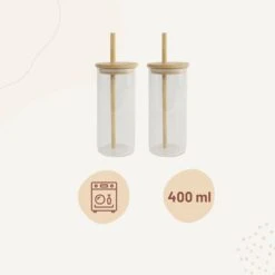 Orange85 Drinkglazen - Met Bamboo Deksel En Rietje - 2 Stuks - 400 Ml - Waterglazen -Merkloos Winkel 1200x1200 1074