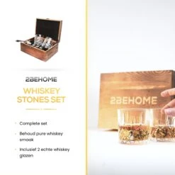 2BEHOME® Whiskey Set Met 2 Whiskey Glazen En 6 Whiskey Stones - Whiskeyglazen - Whisky - Cadeau Voor Man/vrouw -Merkloos Winkel 1200x1200 1135