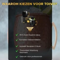 Toivo Moscow Mule Bekers Deluxe 2 Stuks - Zwart - Inclusief RVS Rietjes - 500 Ml - Cocktailglas - Bekers 13 Toivo Moscow Mule Bekers Deluxe 2 Stuks - Zwart - Inclusief RVS Rietjes - 500 Ml - Cocktailglas - Bekers -Merkloos Winkel 1200x1200 1269