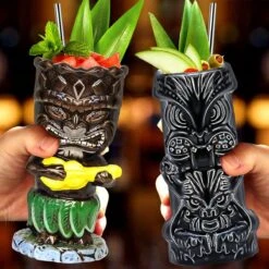 Tiki-mokken Glazen Tiki-mok Voor Cocktails, Set Van 4 Grote Keramische Tropische Bekers, Hawaïaanse Tiki-feestjes, Creatieve Cocktailglazen Voor Drankjes, Drinkgerei Voor Bar, Hoogwaardig Tropisch Exotisch Leuk Bargerei, 4 Stuks, Als Cadeau -Merkloos Winkel 1200x1200 1290