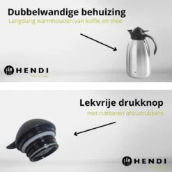 Hendi Thermoskan 2 Liter - Isoleerkan Met Drukknop - Zwart - Ø14,5x(H)26cm -Merkloos Winkel 1200x1200 136