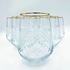 Bohem's - 6 Stuks Handgesneden Drinkglas 'Belinda Gold' - Gehard Glas - Minimalistisch Design -Merkloos Winkel 1200x1200 1388