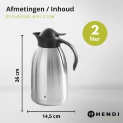 Hendi Thermoskan 2 Liter - Isoleerkan Met Drukknop - Zwart - Ø14,5x(H)26cm -Merkloos Winkel 1200x1200 140