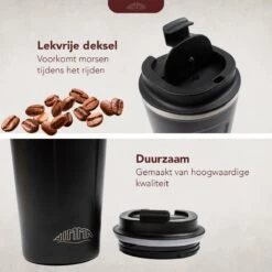 Nimma® Thermosbeker - 510 Ml - Koffiemok / Koffiebeker To Go - Travel Mug - Voor In De Auto - Rvs - Incl. E-Kookboek - Zwart -Merkloos Winkel 1200x1200 1416