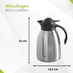 Hendi Thermoskan 1,5 Liter - Isoleerkan Met Drukknop - Zwart - Ø14,5x(H)23cm -Merkloos Winkel 1200x1200 142