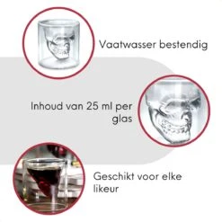 Aretica Shotglaasjes Skull Gift Set Van 4 - Borrelglaasjes - Shot Glaasjes - Vaatwasserbestendige Shotglazen - Shotglas - Drankspel - Glazen Borrelglas - Inhoud 25 Ml - Ø 4.7cm - Transparant -Merkloos Winkel 1200x1200 1573