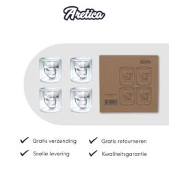 Aretica Shotglaasjes Skull Gift Set Van 4 - Borrelglaasjes - Shot Glaasjes - Vaatwasserbestendige Shotglazen - Shotglas - Drankspel - Glazen Borrelglas - Inhoud 25 Ml - Ø 4.7cm - Transparant -Merkloos Winkel 1200x1200 1575