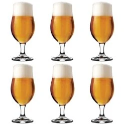 Libbey Munique Bierglas - 260 Ml / 26 Cl - Set Van 6 - Op Voet - Functioneel Design - Hoge Kwaliteit