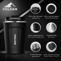 Volcan RVS Koffiebeker To Go - Thermosbeker - Theebeker - Coffee - Zwart -Merkloos Winkel 1200x1200 1639