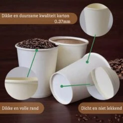Drinkbeker Wit - Koffiebeker - Kartonnen Beker - 265ml - 100 Stuks - Wegwerpbeker - Papieren Beker - To-Go -Merkloos Winkel 1200x1200 1709