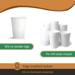 Drinkbeker Wit - Koffiebeker - Kartonnen Beker - 265ml - 100 Stuks - Wegwerpbeker - Papieren Beker - To-Go -Merkloos Winkel 1200x1200 1710