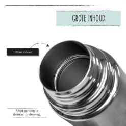 BUUF™️ Thermosfles 1 Liter - Isoleerfles - Thermosbeker - 24u/koud, 8u/warm - RVS - Zilver -Merkloos Winkel 1200x1200 172