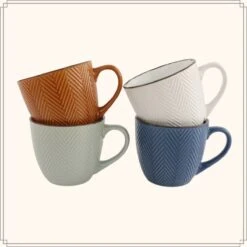 OTIX Koffiekopjes - Met Oor - Set Van 4 - Verschillende Kleuren - Aardewerk - 250 Ml -Merkloos Winkel 1200x1200 1782