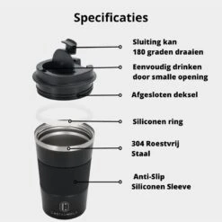 Castagnola Design RVS Koffiebeker To Go - Zwart - 380ml - Thermosbeker - Theebeker -Merkloos Winkel 1200x1200 1802