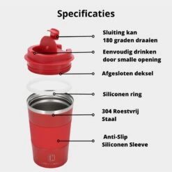 Castagnola Design RVS Koffiebeker To Go - Rood - 380ml - Thermosbeker - Theebeker -Merkloos Winkel 1200x1200 1897