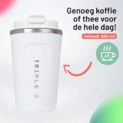 Triple J® Koffiebeker To Go - Thermosbeker - BPA & Lekvrij - 380ml - Wit -Merkloos Winkel 1200x1200 1969