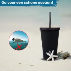 Beker Met Rietje En Deksel Starbucks Milkshake Beker Voor Take Away – Herbruikbare Plastic Drinkbeker Zwart 500ml - VANN -Merkloos Winkel 1200x1200 2030