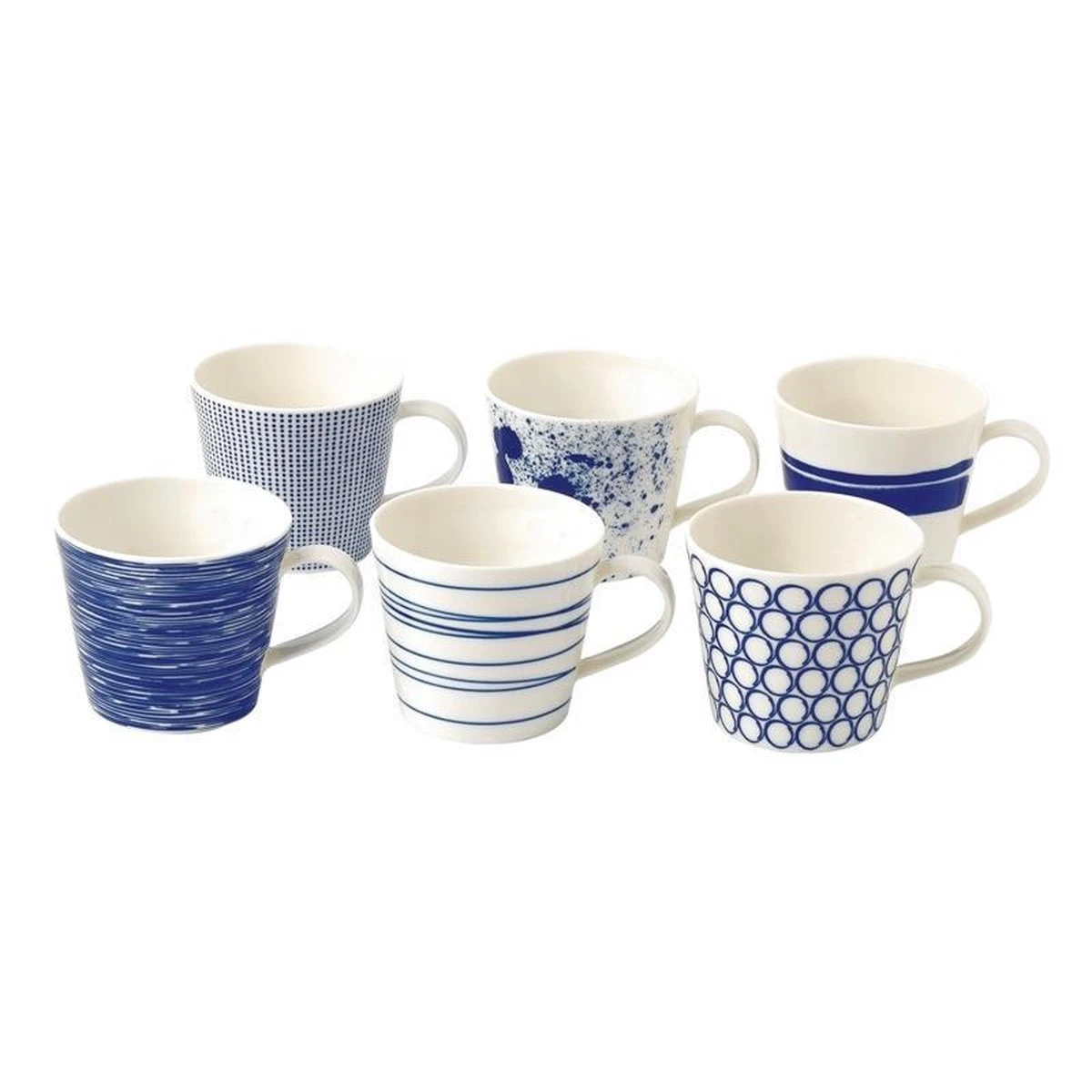 Royal Doulton Pacific - 6x Mok / Beker - Porselein - Wit / Blauw - 450 Ml - Set Van 6 Mokken 9 Royal Doulton Pacific - 6x Mok / Beker - Porselein - Wit / Blauw - 450 Ml - Set Van 6 Mokken - Afbeelding 7