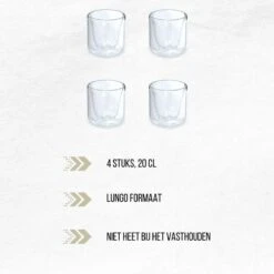 Orange85 Dubbelwandige Koffieglazen - 200 Ml - 4 Stuks - Koffie - Thee - Glas -Merkloos Winkel 1200x1200 2150