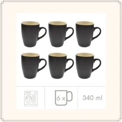 OTIX Koffiekopjes - Met Oor - Set Van 6 - Theekoppen - 340ml - Zwart - Keramiek 12 OTIX Koffiekopjes - Met Oor - Set Van 6 - Theekoppen - 340ml - Zwart - Keramiek -Merkloos Winkel 1200x1200 2173
