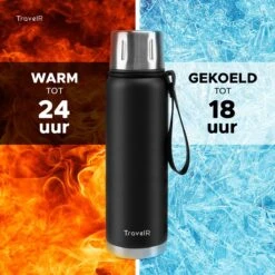 TravelR Thermosfles - Thermoskan - Drinkfles - Isoleerfles - BPA Vrij - Roestvrij Staal - 750 ML - Mat Zwart -Merkloos Winkel 1200x1200 317