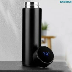 Exomar® Slimme Thermosfles Met LCD Temperatuur Display - Curver Isolatiefles 500 ML - Matte Finish - Thermosbeker - Isoleerfles - Dubbelwandige Thermosfles - Thermoskan - Travel Mug - Bidon Drinkfles - Drinkflessen - RVS - Koffiebeker - Smart Thermos -Merkloos Winkel 1200x1200 379
