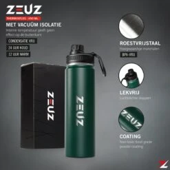 ZEUZ® Premium RVS Thermosfles & Drinkfles – Waterfles Met Rietje - BPA Vrij – 700 Ml - Mat Groen -Merkloos Winkel 1200x1200 412