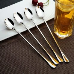 Somstyle Lange Lepels Set 19.5 CM Geschikt Voor Dessert, Latte Macchiato, Yoghurt, Cocktail Of Koffie - 6 Stuks - RVS - Zilver -Merkloos Winkel 1200x1200 488