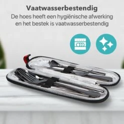 Damster Reisbestek - Verbeterde Versie - Meeneem Bestek Rvs - Reis Bestekset To Go - Incl. Herbruikbare Rietjes - Eenpersoons - Achtdelig - Zwart -Merkloos Winkel 1200x1200 517