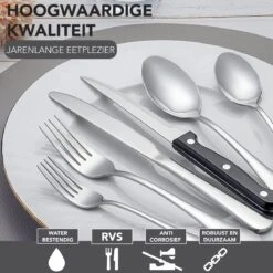 Achaté Bestekset 6 Persoons - 36-delig - RVS - Lepels, Messen, Vorken En Steakmessen - Hoogwaardige Kwaliteit - Vaatwasser Bestendig - Zilver -Merkloos Winkel 1200x1200 546
