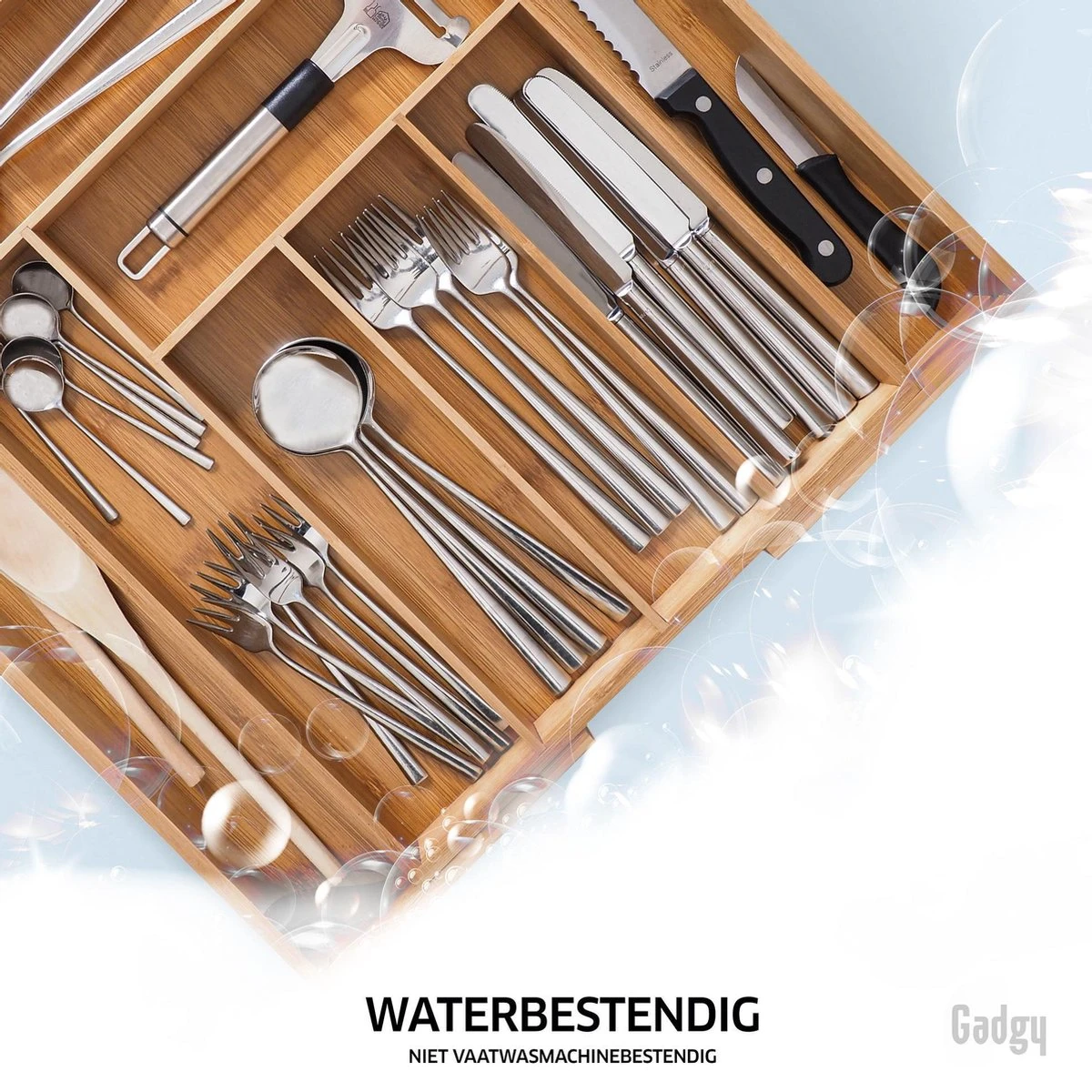 Gadgy Uitschuifbare Bestekbak - Uitschuifbare Bestekcassette Hout - Besteklade - Ladeverdeler - 6/8 Vakken - Bamboe 10 Gadgy Uitschuifbare Bestekbak - Uitschuifbare Bestekcassette Hout - Besteklade - Ladeverdeler - 6/8 Vakken - Bamboe - Afbeelding 8