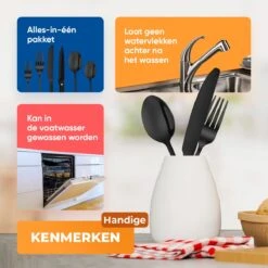 Strex Bestekset 6 Persoons - Zwart - 36-delig - Roestvrij Staal - Lepels, Messen, Vorken En Steakmessen - Hoogwaardige Kwaliteit 13 Strex Bestekset 6 Persoons - Zwart - 36-delig - Roestvrij Staal - Lepels, Messen, Vorken En Steakmessen - Hoogwaardige Kwaliteit -Merkloos Winkel 1200x1200 606