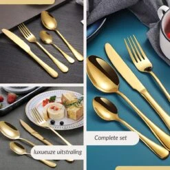 SensaHome - 20-Delige Bestek Set - Inclusief Mes/Vork/Lepel - 4 Personen - Goud -Merkloos Winkel 1200x1200 640