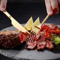 Cadeau 30-delige Gouden Zilverwerk Set Bestekset, Velaze 18/10 Roestvrijstalen Gebruiksvoorwerpen Service Voor 6 Personen Inclusief Dinerlepel, Diner Vork, Diner Mes, Dessertvork En Theelepel, Spiegel Gepolijst Ontwerp -Merkloos Winkel 1200x1200 669