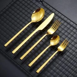 Cadeau 30-delige Gouden Zilverwerk Set Bestekset, Velaze 18/10 Roestvrijstalen Gebruiksvoorwerpen Service Voor 6 Personen Inclusief Dinerlepel, Diner Vork, Diner Mes, Dessertvork En Theelepel, Spiegel Gepolijst Ontwerp -Merkloos Winkel 1200x1200 672