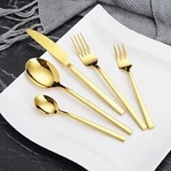 Cadeau 30-delige Gouden Zilverwerk Set Bestekset, Velaze 18/10 Roestvrijstalen Gebruiksvoorwerpen Service Voor 6 Personen Inclusief Dinerlepel, Diner Vork, Diner Mes, Dessertvork En Theelepel, Spiegel Gepolijst Ontwerp -Merkloos Winkel 1200x1200 677