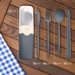 LDGoods Reisbestek Bestekset 5-delig Blauw - Meeneembestek - Meal Prep Bakjes Bestek - Kampeer Servies - Bestek To Go - Duurzaam Materiaal -Merkloos Winkel 1200x1200 711