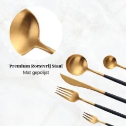 LuZana - Bestek Set Goud - 30-delig - Bestekset 6 Persoons - Goud/zwart - Bestek - Borden - Bestekset Zwart -Merkloos Winkel 1200x1200 726