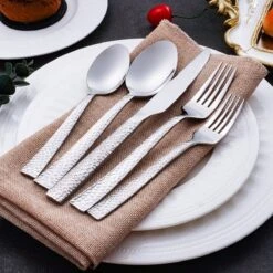 Deleca 6 Persoons Bestekset Deluxe (30-delig) - Vorken, Lepels En Messen - Vaatwasserbestendig - Gehamerd - Zilver / RVS -Merkloos Winkel 1200x1200 736