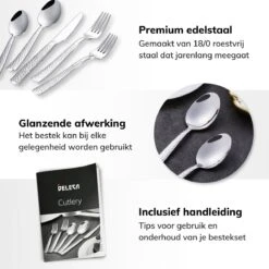 Deleca 6 Persoons Bestekset Deluxe (30-delig) - Vorken, Lepels En Messen - Vaatwasserbestendig - Gehamerd - Zilver / RVS -Merkloos Winkel 1200x1200 737